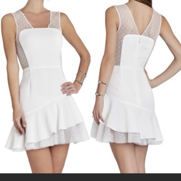 Bcbgmaxazria Adriana White asymmetric hem dress. - Picture 3 of 6